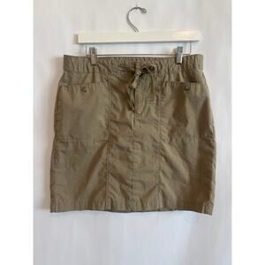 EDDIE BAUER WOMENS KHAKI SKIRT WITH POCKETS DRAWSTRING UNLINED SIZE 8